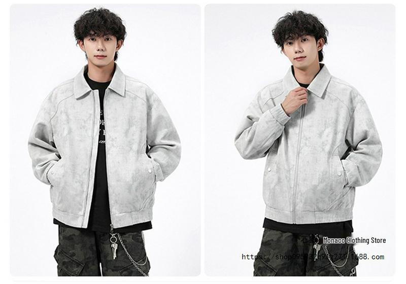 Men's Gradient Lapel Faux Suede Casual Jacket - Autumn Light Luxury Collection