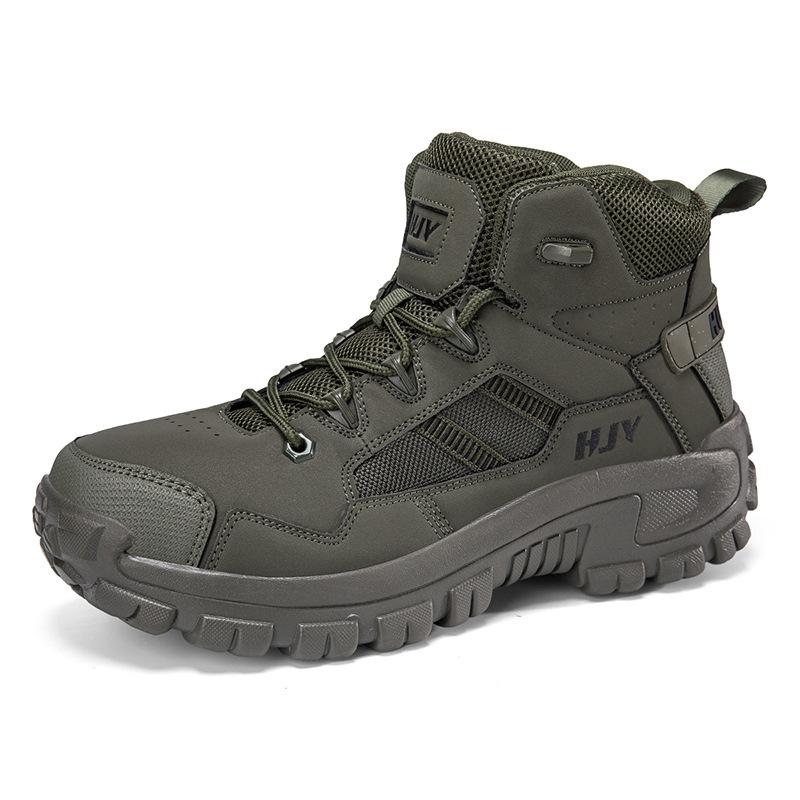 

High-top mountaineering boots outdoor tactical boots desert boots snow boots men s camping cross-border large-size training shoes men s large-size 47 армія зелений колір