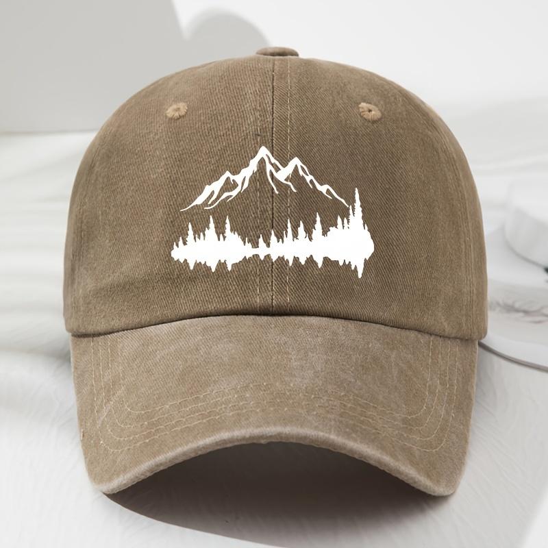 Retro Mountain Print Soft Top Baseball Cap Unisex Fashion Outdoor Sports Fishing Cap