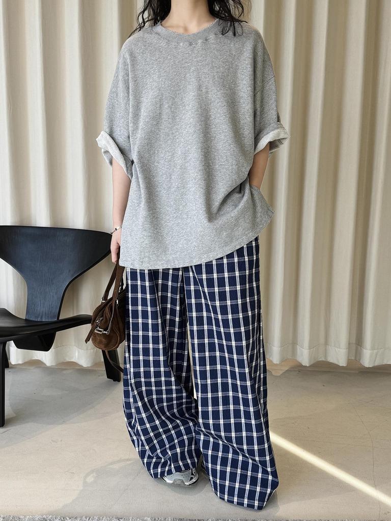 Korean Style Oversized Fleece T-Shirt for Women - Round Neck & Drop Shoulder