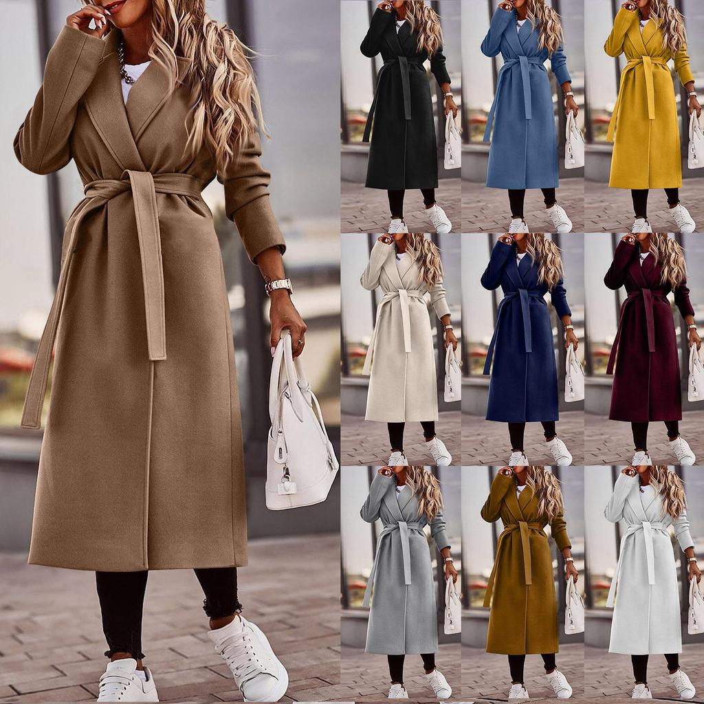 Cappotto Trench Lungo da Donna con Opzioni di Colore Multiple, Capospalla Elegante per Autunno e Inverno