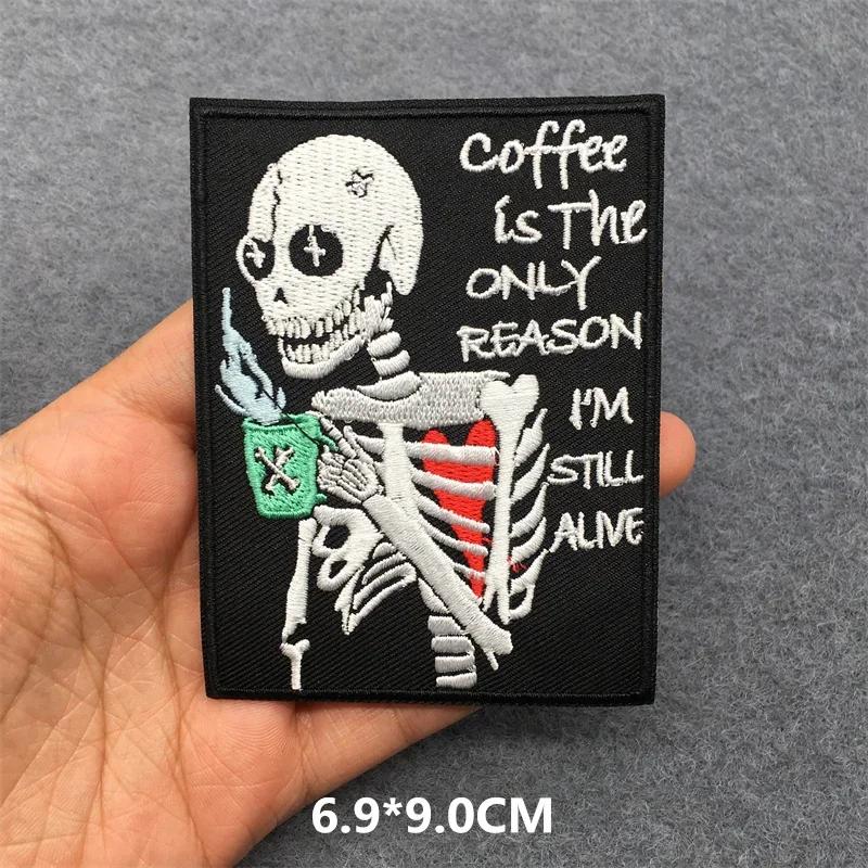 Embroidered Patches On Clothes Punk Patches For Clothing Diy Skull Stripes Stickers Cartoon Patches Appliques Badges