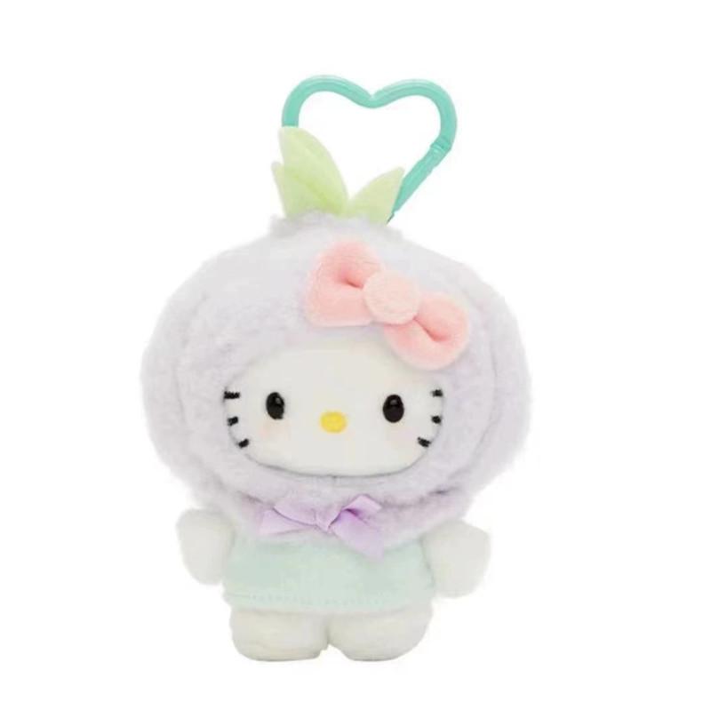 Adorable Japanese Hello Kitty Plush Keychain Featuring Colorful Vegetable Designs