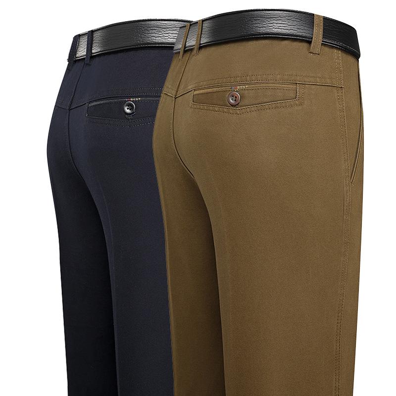 Men's Loose Straight-Leg Pure Cotton Business Pants for Autumn/Winter