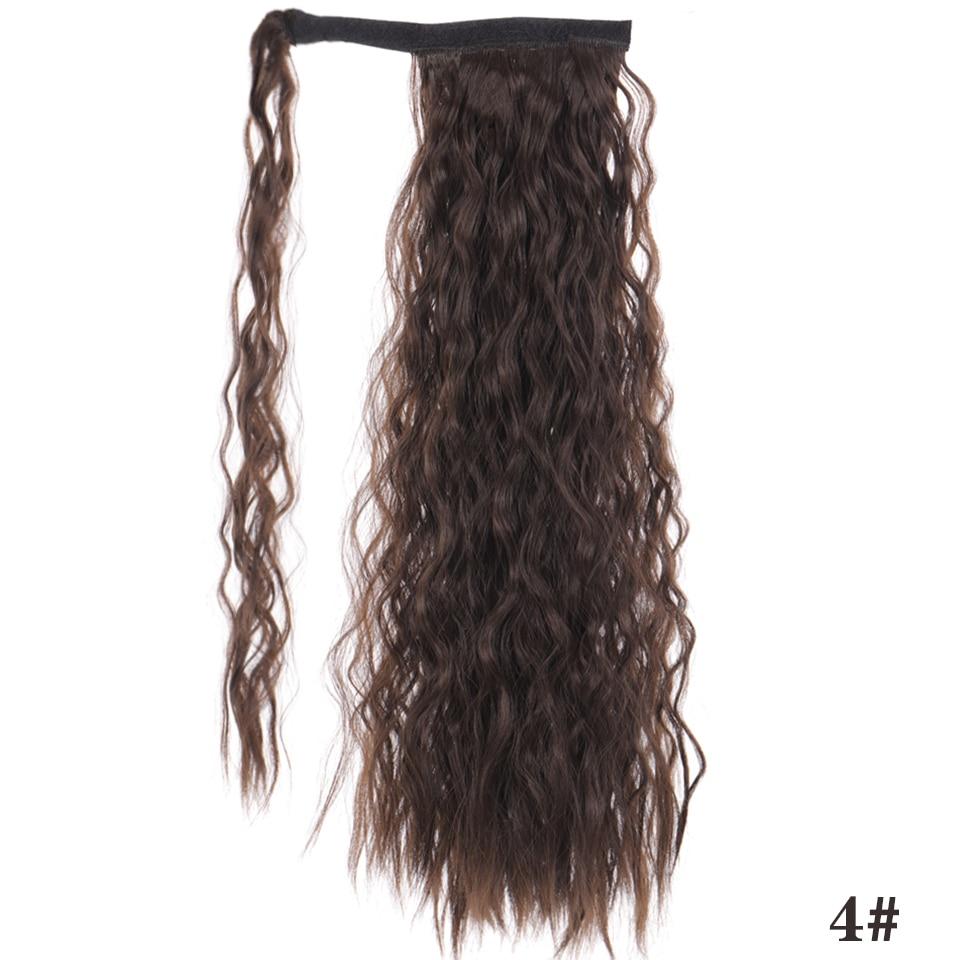 LUPU Synthetic Long Corn Perm Ponytail Hair Extension Clip In Hairpiece For Women Wrap Around Magic Paste Ponytail Extensions