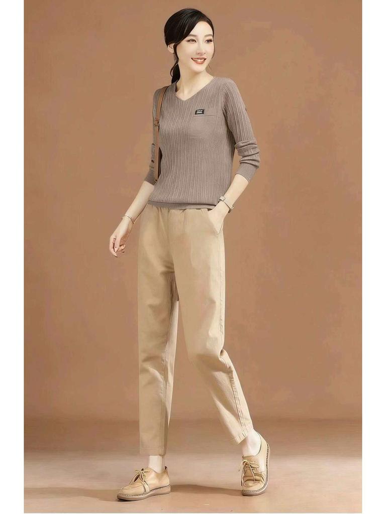 Women's Retro Carrot Harem Pants - Spring/Summer 2026 Collection, Casual Straight-Leg, Slimming Fit