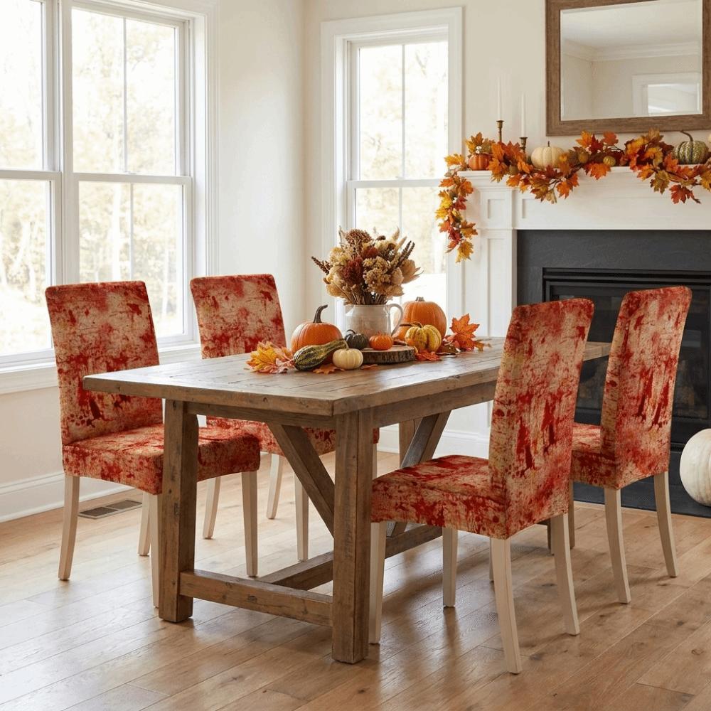 Vintage Scary Dining Chair Slipcovers Full Cover Spooky Ghost Chair Protector for Home