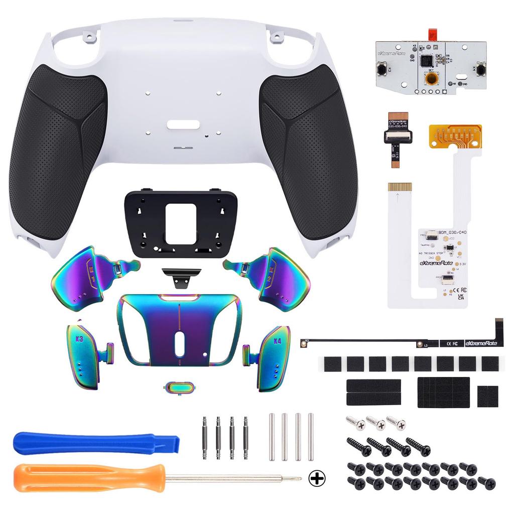 eXtremeRate Metal Version Chameleon RISE4 V3 Back Remap Kit with Rubber Grip for PS5 Controller Upgrade Board Black Back Shell with Rubber Grip 4