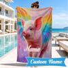 Custom Name Pig Bubbles Beach Towel Microfiber Beach Towel, Lightweight and Quick-Dry, for Summer Travel, Swimming Pool Gift