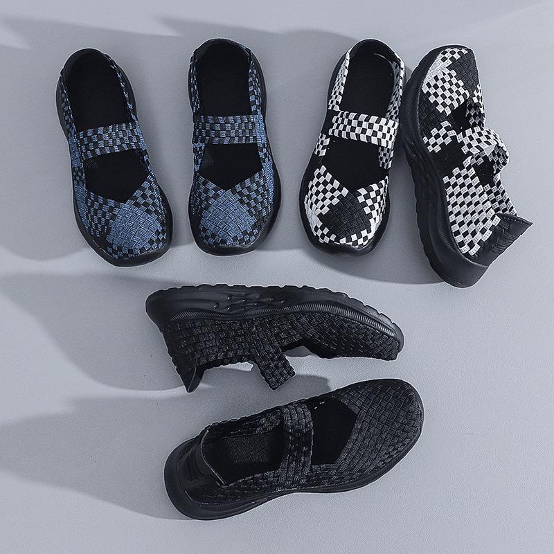 Women's Sporty Ethnic-Style Breathable Woven Flats for Spring/Summer