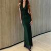 Spring new, fashionable, elegant and sexy v-neck splicing hip-wrapped dress