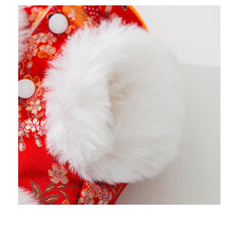 Pet Dog Vest Chinese New Style Red Cotton Coat With Bamboo Tassels Small To Medium Dogs
