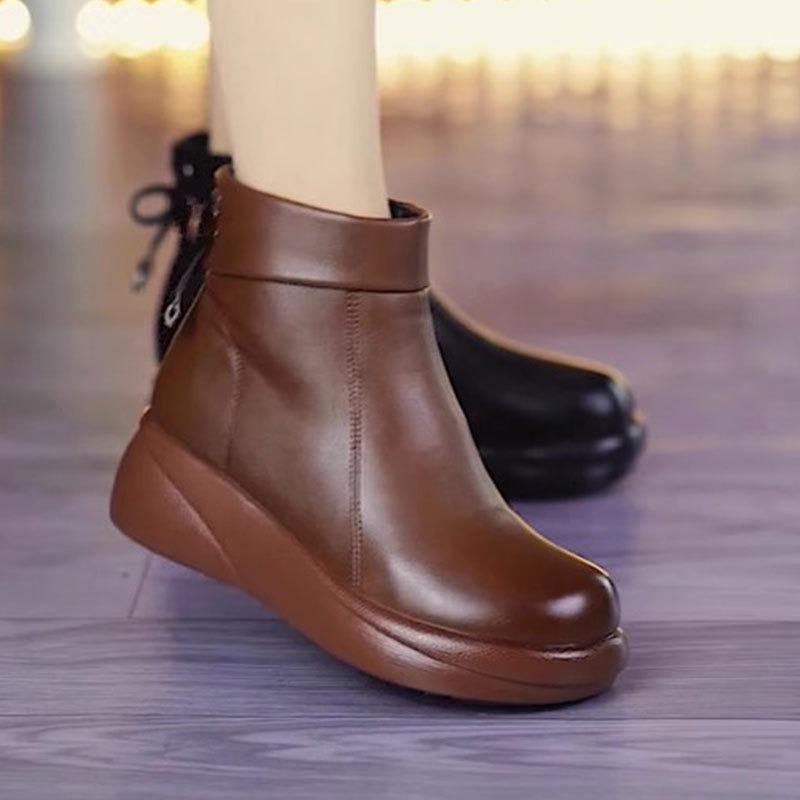 Vinter nye fløyel allsidige korte støvletter dame plattform muffin Martin støvler sklisikre medium mor bomullssko myke