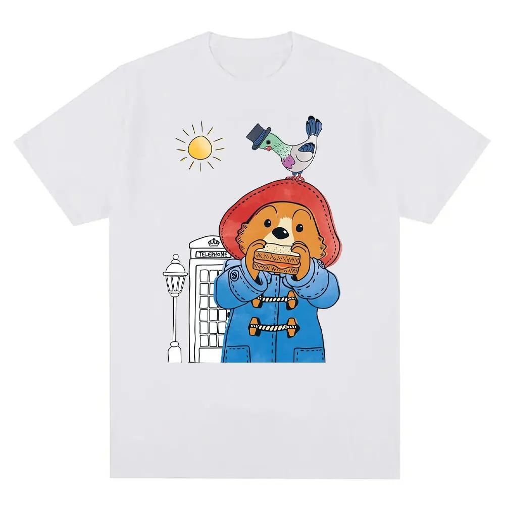 

Funny Paddington Bear in Londo TShirt Cartoon Print Y2k Tops Pure Cotton Breathable Short Sleeve Unisex Shirt Clothes for Women M