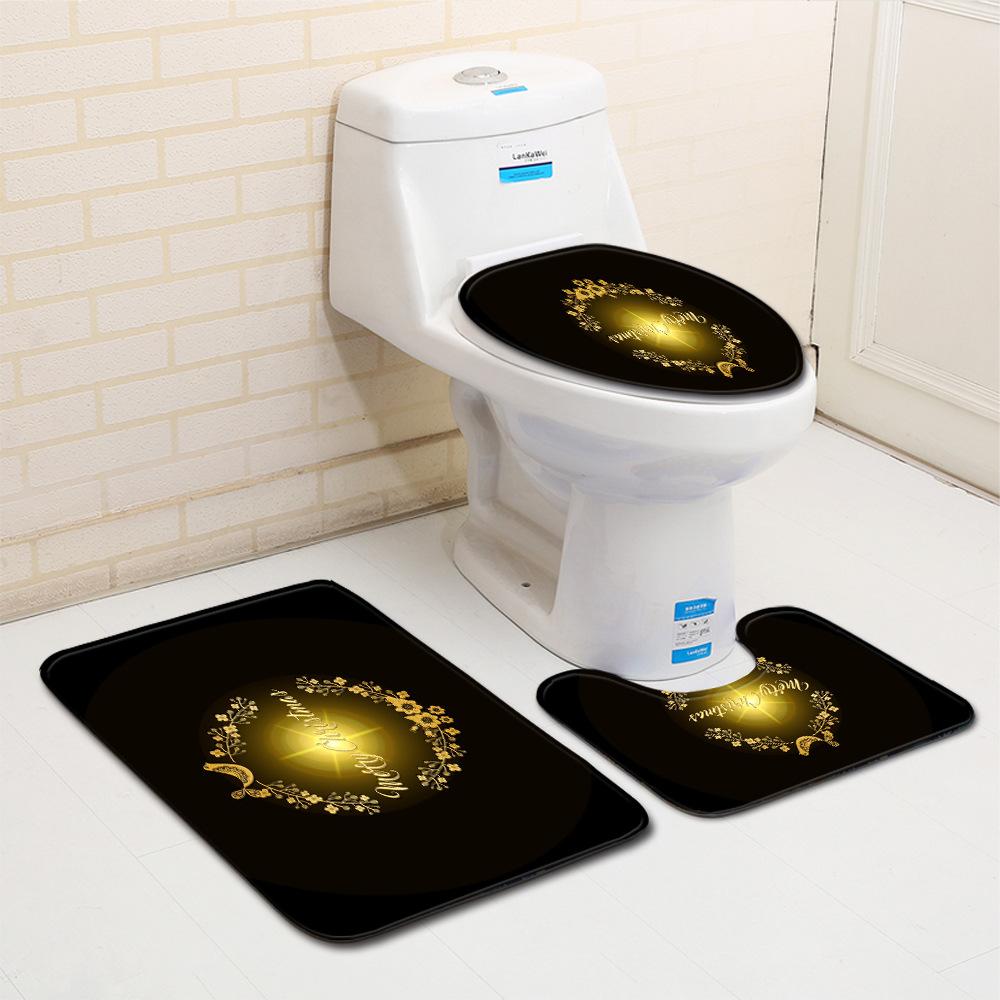Christmas Bathroom Floor Mat Toilet Three-Piece Set
