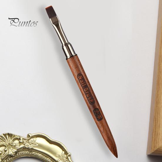 Nail Painting Pen Brush Flexible Soft Nylon Bristles Carved Design Wooden Handle Manicure Tool Drawing Multifunctional Square Round Head Phototherapy