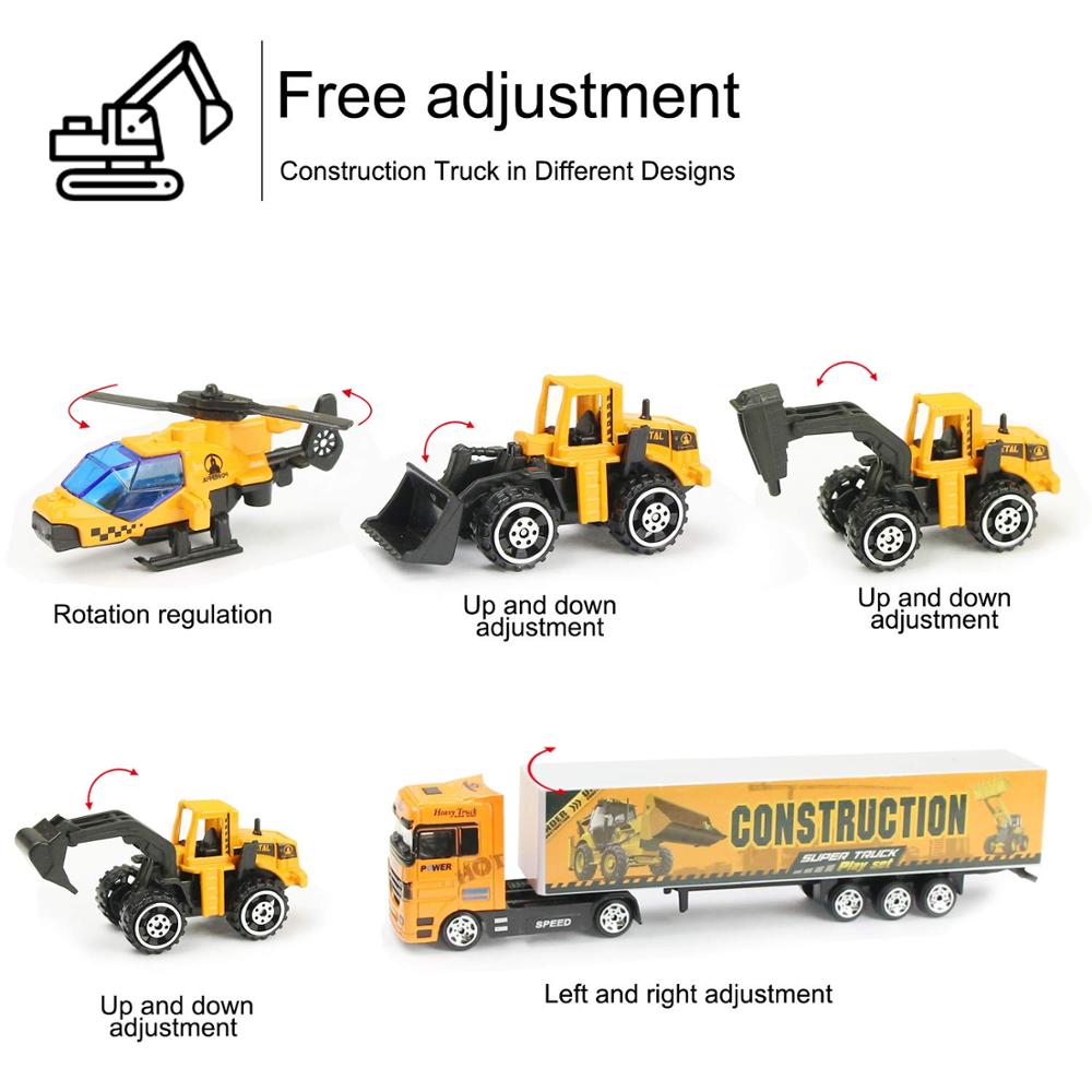 12in1 Alloy Engineering Trucks 1:64 Mini Construction Model Vehicle Mini Alloy Cars Loader Tractor Excavator Toy for Boys Gifts
