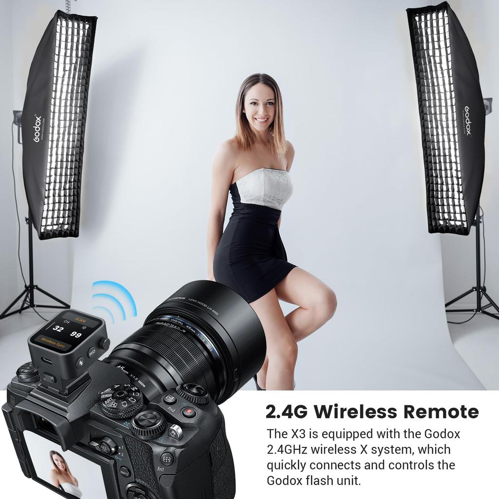 Godox Wireless Flash Trigger with OLED Rechargeable Hot Godox X Wireless and TCM Compatible with Olympus and Panasonic and Technical Approval X3-O