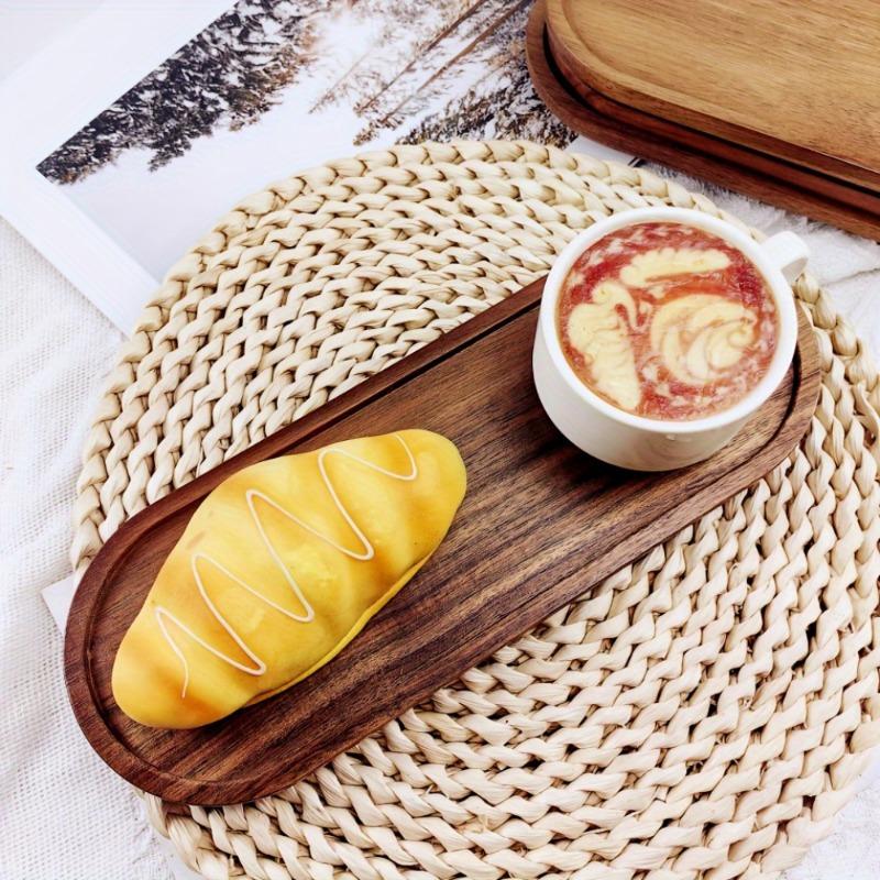 Wooden Tray Original Color Dining Plate Home Creative Oval Wooden Plate Coffee and Tea Cup Holder