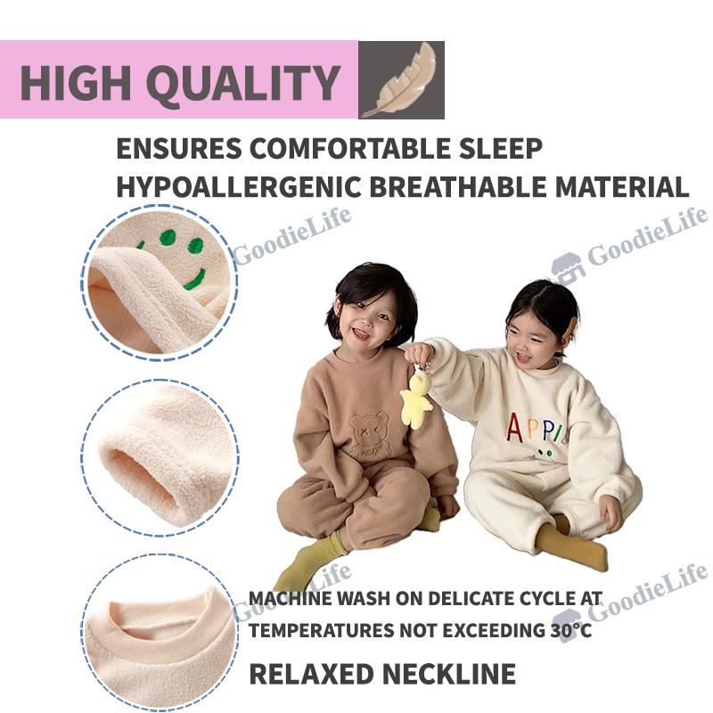 Kids Winter Pajamas Set Thickened Fleece Warm Sleepwear Boys Girls Korean Style Children Outfit