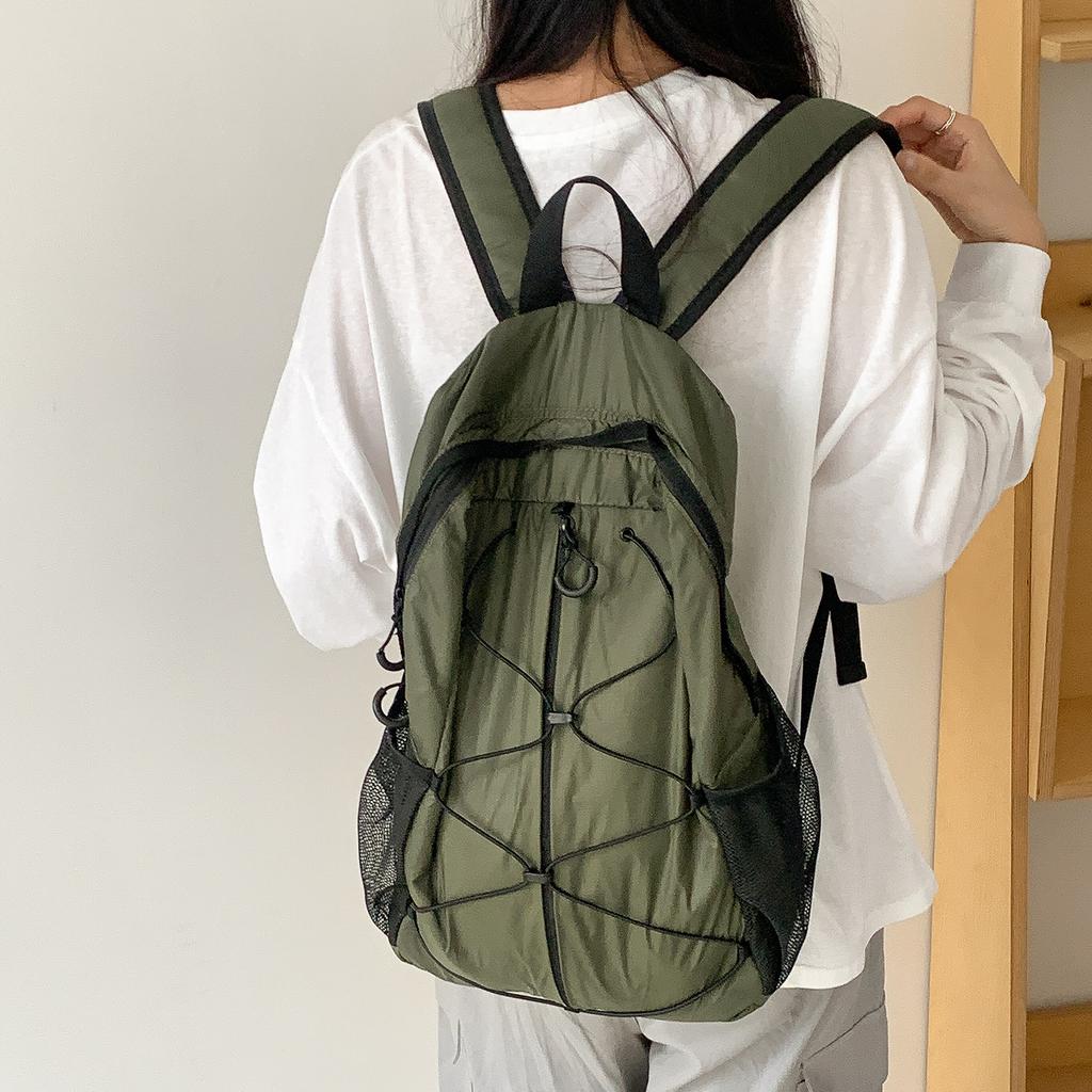 Korean Casual Style Nylon Backpack for Women's Travel, Lightweight Design, Niche, Large Capacity Student Outdoor Hiking Bag