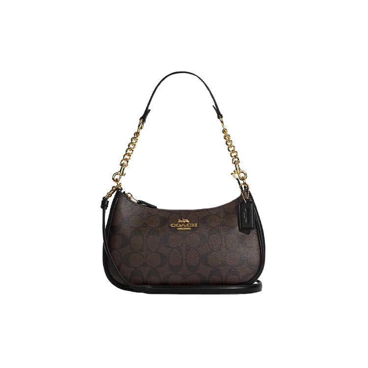 Coach Women's Brown/Black Teri 25 Classic Monogram Zipper Closure Leather And Synthetic Leather Tote Shoulder Crossbody Bag Medium Bags Ca548-Imaa8