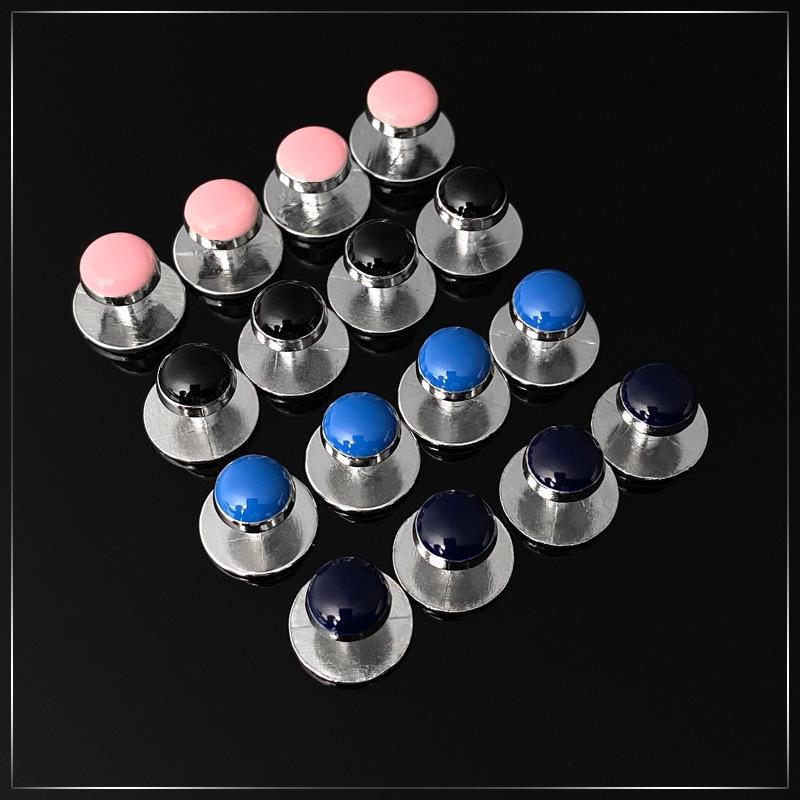 Silver Round Cufflink & Tuxedo Stud Set for Men's Wedding or Party