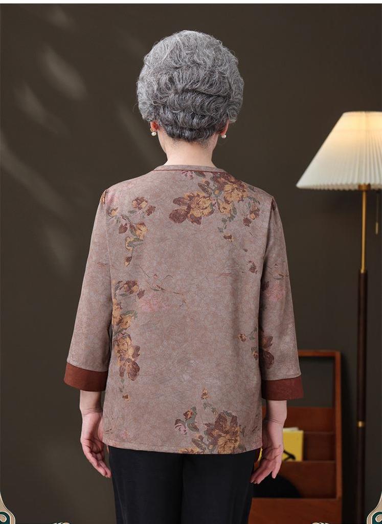 Elderly Women's Summer Chinese-Style Top - Grandma's Fashionable Shirt