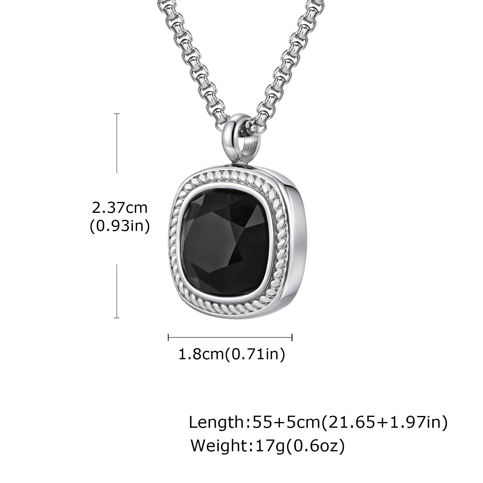

Stylish Geometric Necklace for Men Boys,Stainless Steel Black Glass Natural Stone Square Pendant,Original Design Male Gifts 60CM