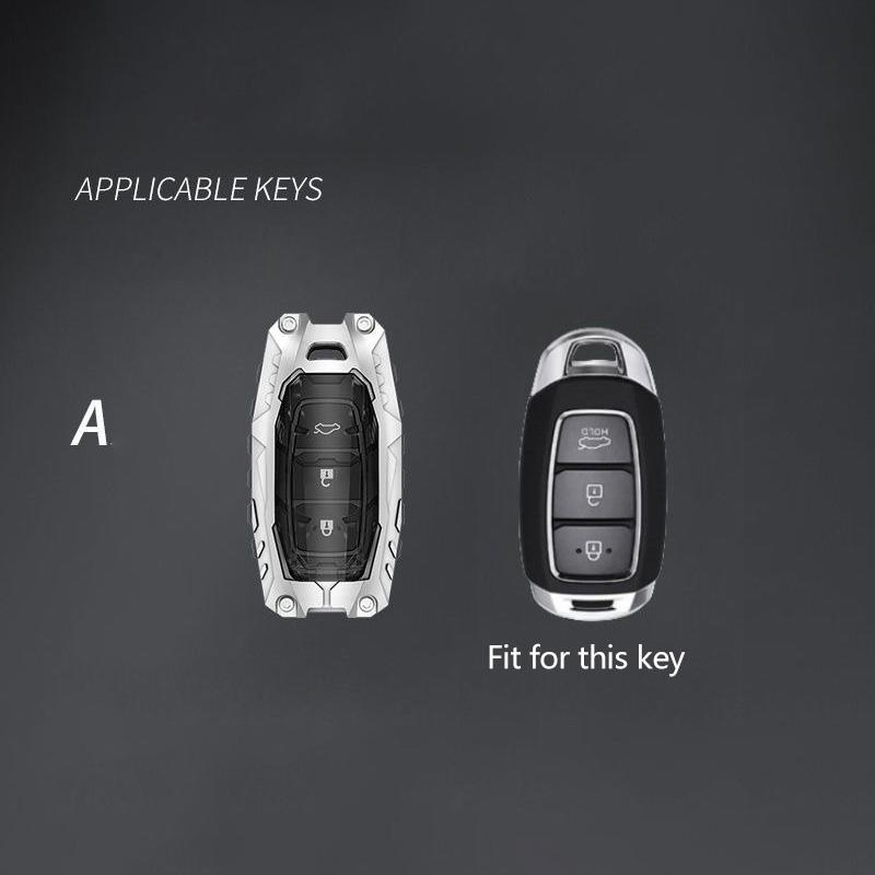 Zinc Alloy Auto Key Fob Cover Fit For Hyundai Kona 3 Buttons Key Ring Smart Case Housing Housing Mount Remote Auto Accessories