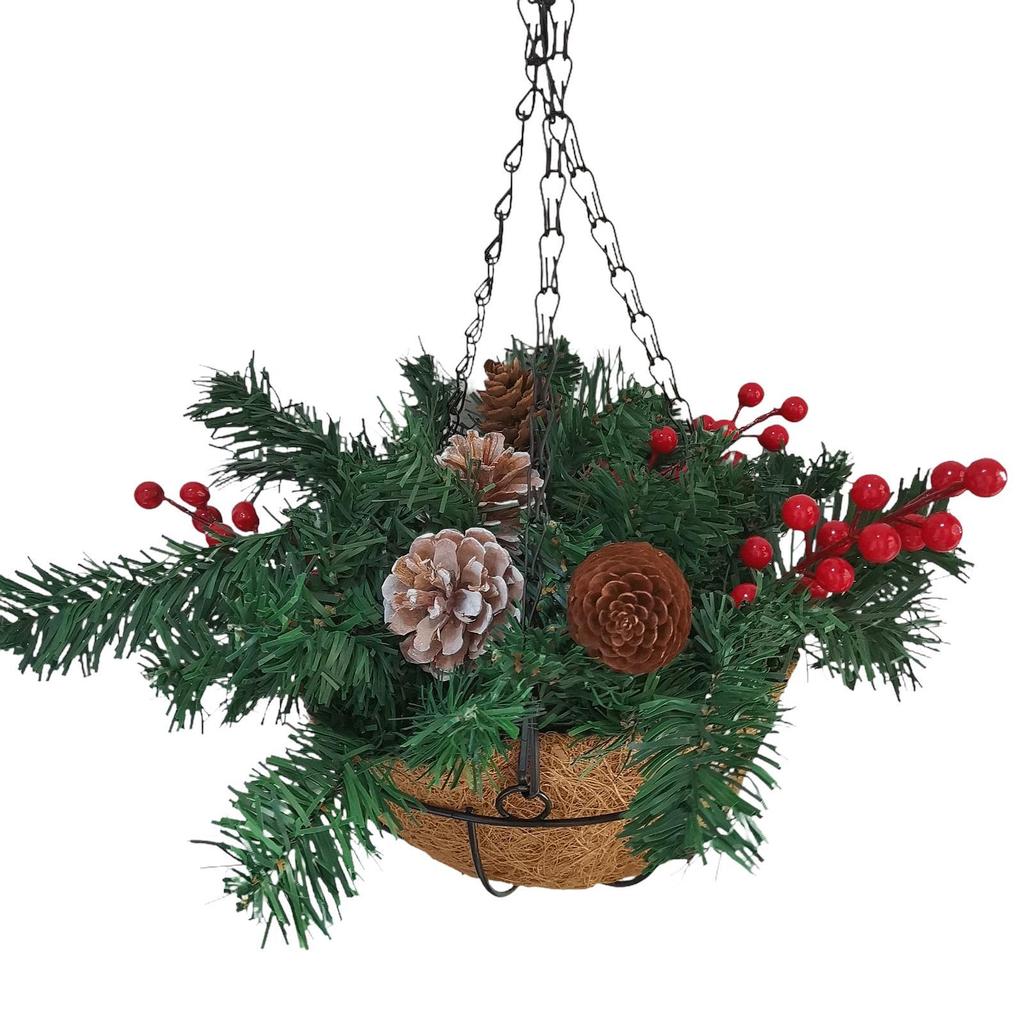 Artificial Christmas Hanging Basket Display Ornament Collectible Christmas Decoration for Garden Yard Courtyard Patio Balcony