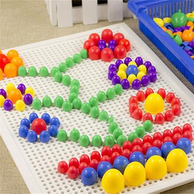 296Pcs Puzzle Multicolored Educational Plastic Mushroom Nail Mosaic Pegboard for Children