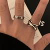 Hip-hop Width Letter Couple Ring Female Finger Ring Korean Style Ring Opening Adjustable Ring