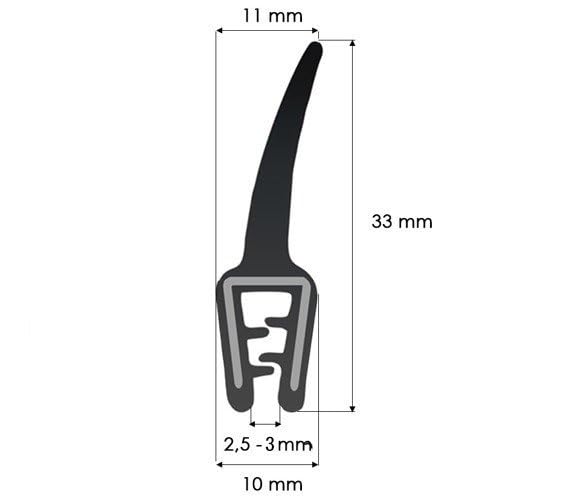 DQ-PP 10m Kantenschutzprofil UKT-45 10x33mm Mehrzweck - Autodichtung Fassungsprofil Kederband Stahleinlage