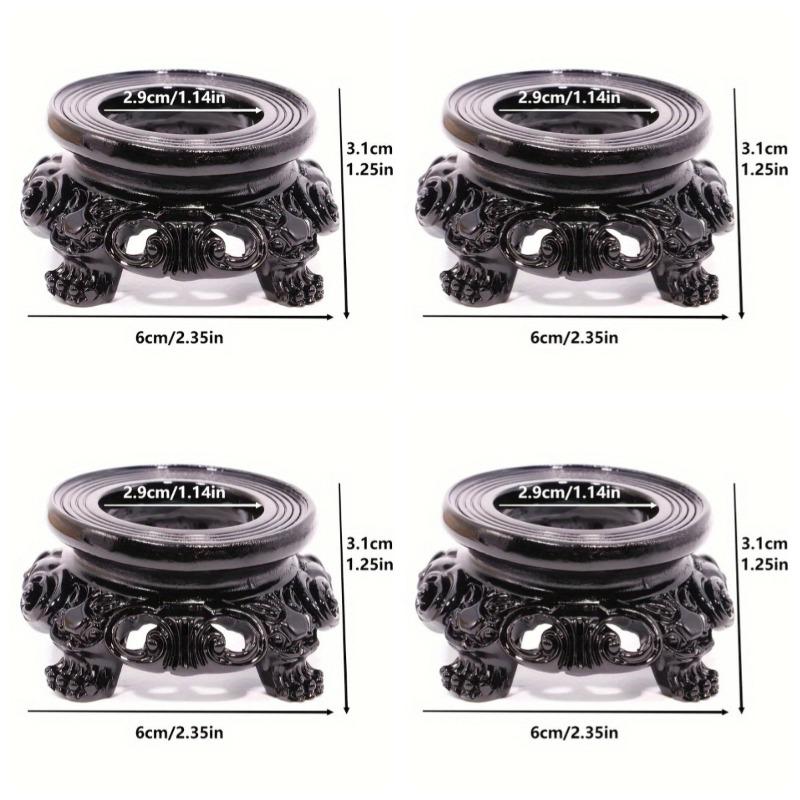 4 Stück Vintage Schwarze Hohlrunde Basis Harz Kristallkugel Ei Display Ständer Dekorative Objekte Retro Heimdeko Akzent Ornamente