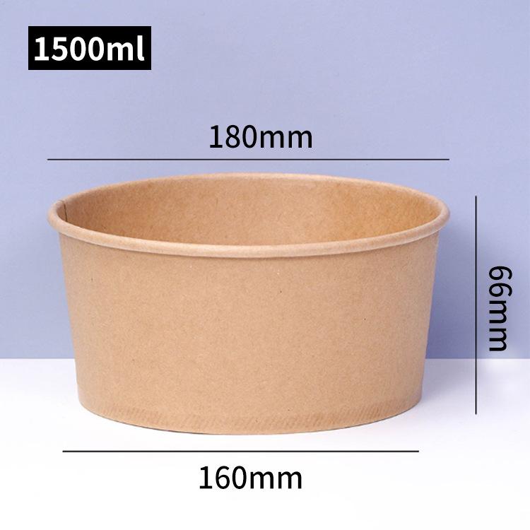 Customizable Kraft Paper Bowl for Takeout: Disposable Round Container for Light Meals, Fruit, and Salads.