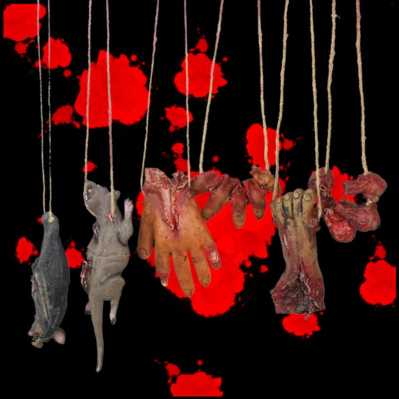 Halloween Horror Hanging Pendant Fake Dead Mouse Bat Broken Hand Feet Halloween Party Home Haunted House Scary Decoration Props
