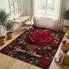 Roses Butterflies Theme Soft Crystal Velvet Rug Custom Name & Text Print Non Slip Floor Rug for Bedroom Living Room