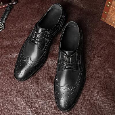 Buty Męskie Casualowe Luksusowe Buty Derby Skóra Naturalna Biznesowe Buty Brogue Szpiczasty Nosek Eleganckie Formalne Buty Wysokiej Jakości Oksfordy