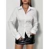 Damen Einfaches Gestreiftes Button-Down Slim Fit Langarmhemd Arbeitsweg Button-Kragen Hemd Streetwear Herbst/Winter