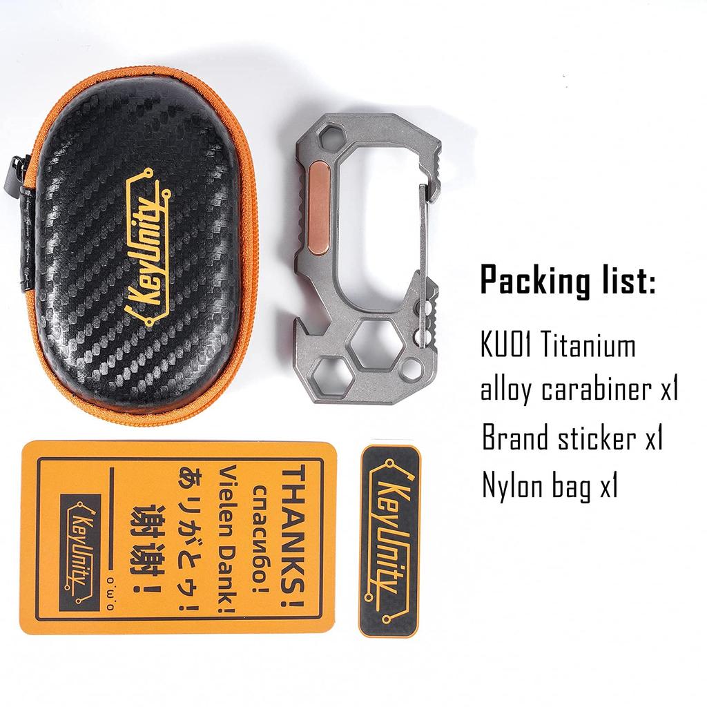 KeyUnity KU01 EDC Carabiner Manual EDC Titanium Tactical Brass Gift Multi-Tool, Titanium, Men's, Keychain, Screwdriver, 4-in-1 Tool, Tool,