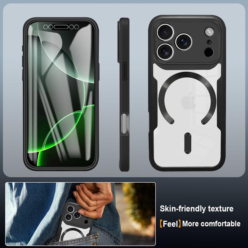 Full Cover Magnetic Case for iPhone 17 Pro Max - Compatible with Models 13-17, Transparent Design