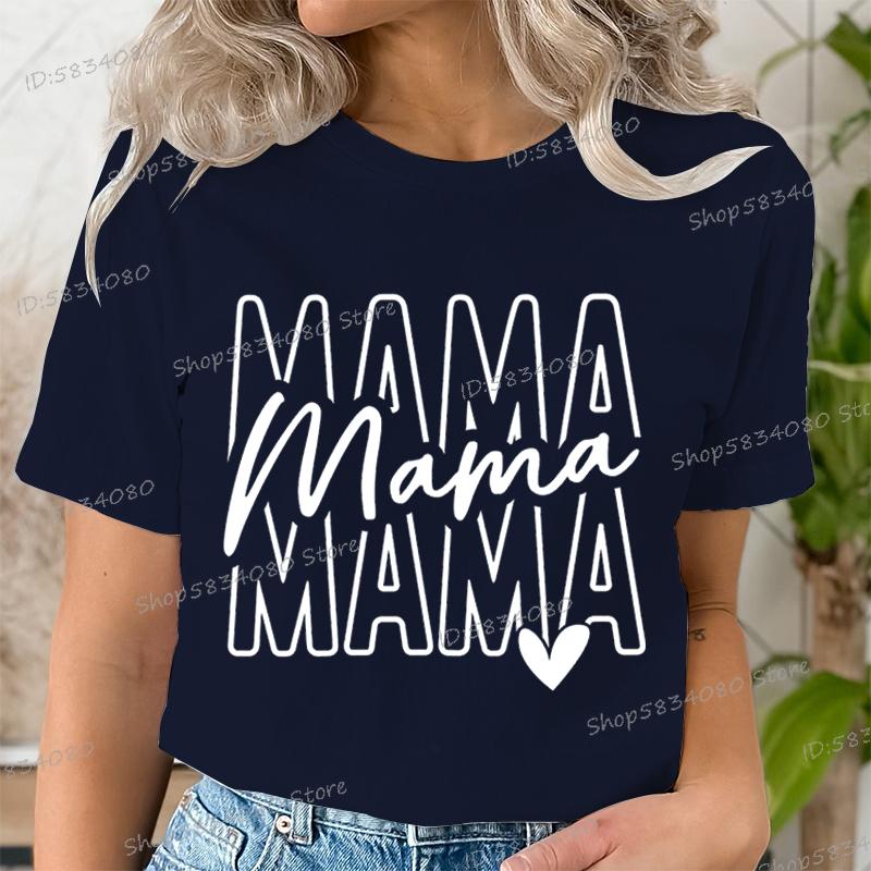 Mothers Day Mama Tshirts Stacked Mama for Ladies Tops Mom Life Short Sleeve Tshirt Crew Neck Gift for Mom Summer Tops Clothes