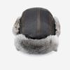 WTEMPO Chapeaux Bomber en Cuir de Vache et Fourrure de Lapin pour Homme, Outdoor, Doux, Protection d'Oreilles, Boutons Pression, Randonnée, Ski, Automne-Hiver, Coupe-Vent, Anti-Froid, Chaud, Peluche