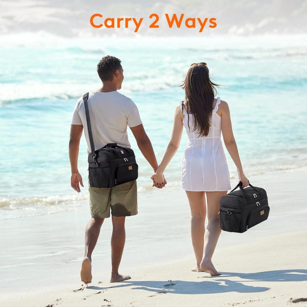 Cooler Bag 48 Cans Insulated Lunch Bag Large Lightweight Portable Cool Bag Double Layer 30L Coolers For Picnic, Beach, Work