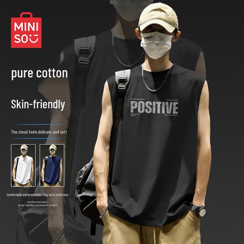 

MINISO Men s American High Street Style Cotton Sleeveless Vest 3XL