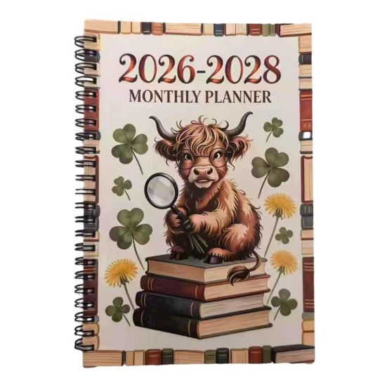 2026-2028 Månedlig Planlegger 3-års Planlegger Bok Jan. 2026 - Des. 2028 36-måneders kalender med tvillingtrådbinding for skolearbeid