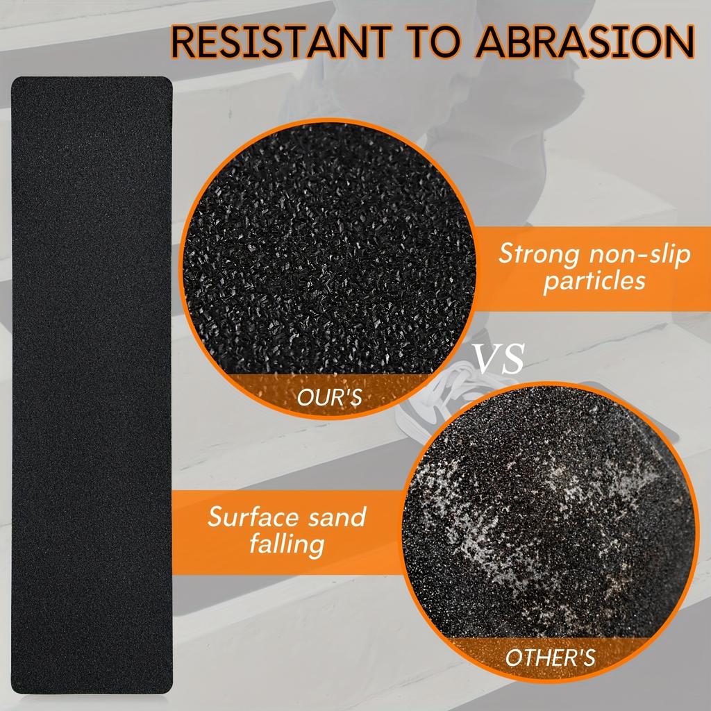 6pcs Pre-Cut Rubber Non-Slip Stair Treads - Easy Install Safety Grip Strips for Steps Skateboards Decks & Ramps-Trap Matten