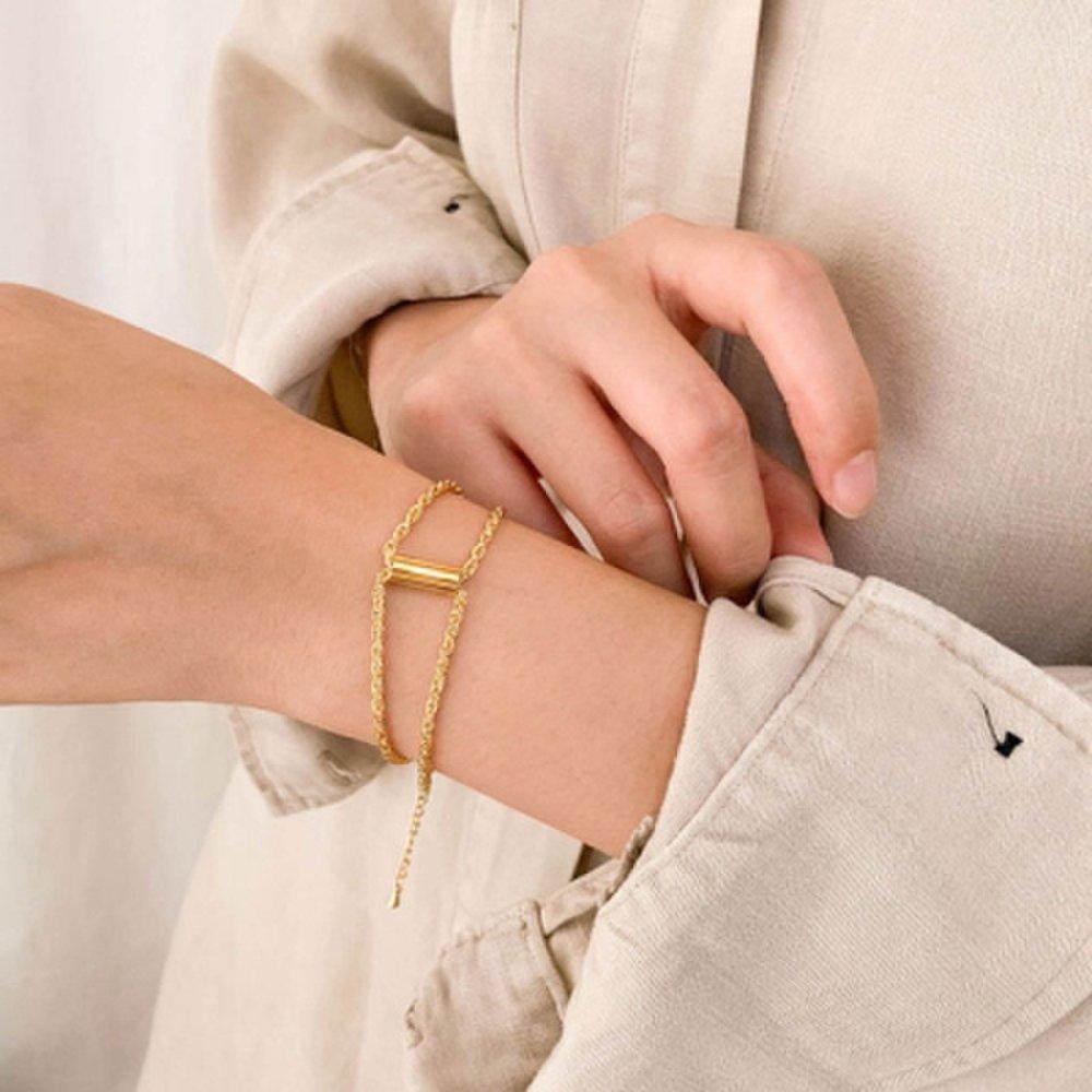 Surgical steel chain twisted double-row bracelet