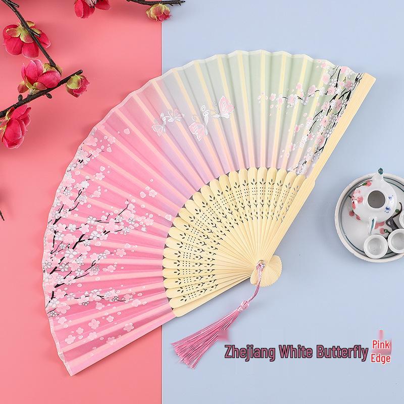 Ancient-Style Chinese Folding Fan for Hanfu, Qipao, Dance - Portable Summer Fan for Women, Kids, Students